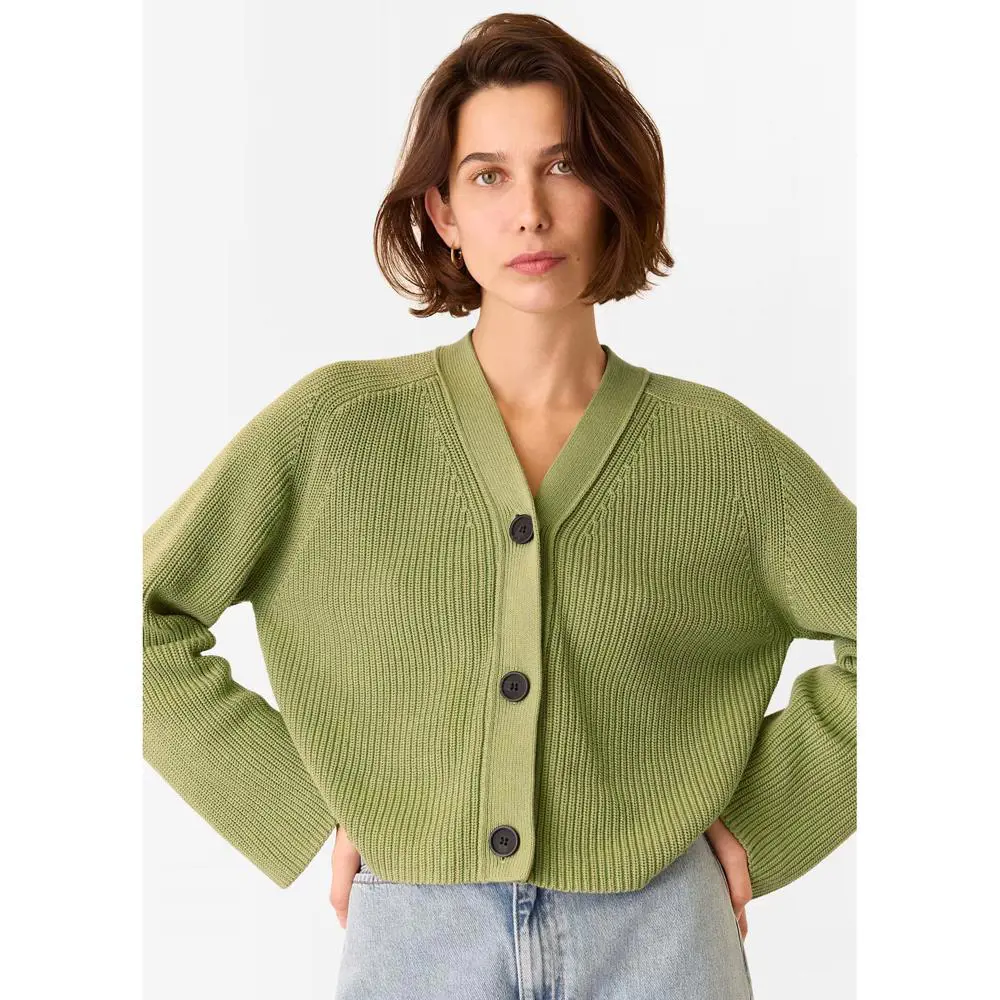 Whistles Green Nala Cotton Cardigan